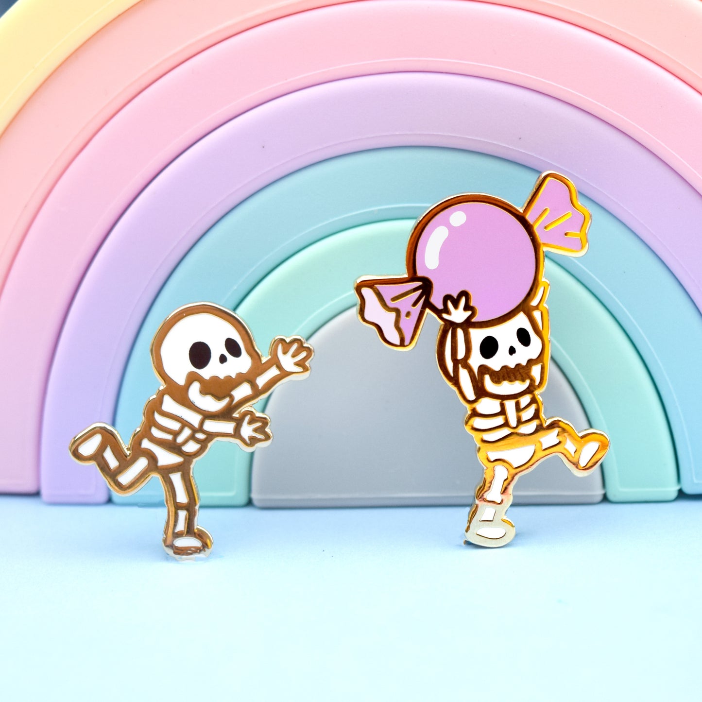 Spooky Scary Skeleton (with candy!) Enamel Pin