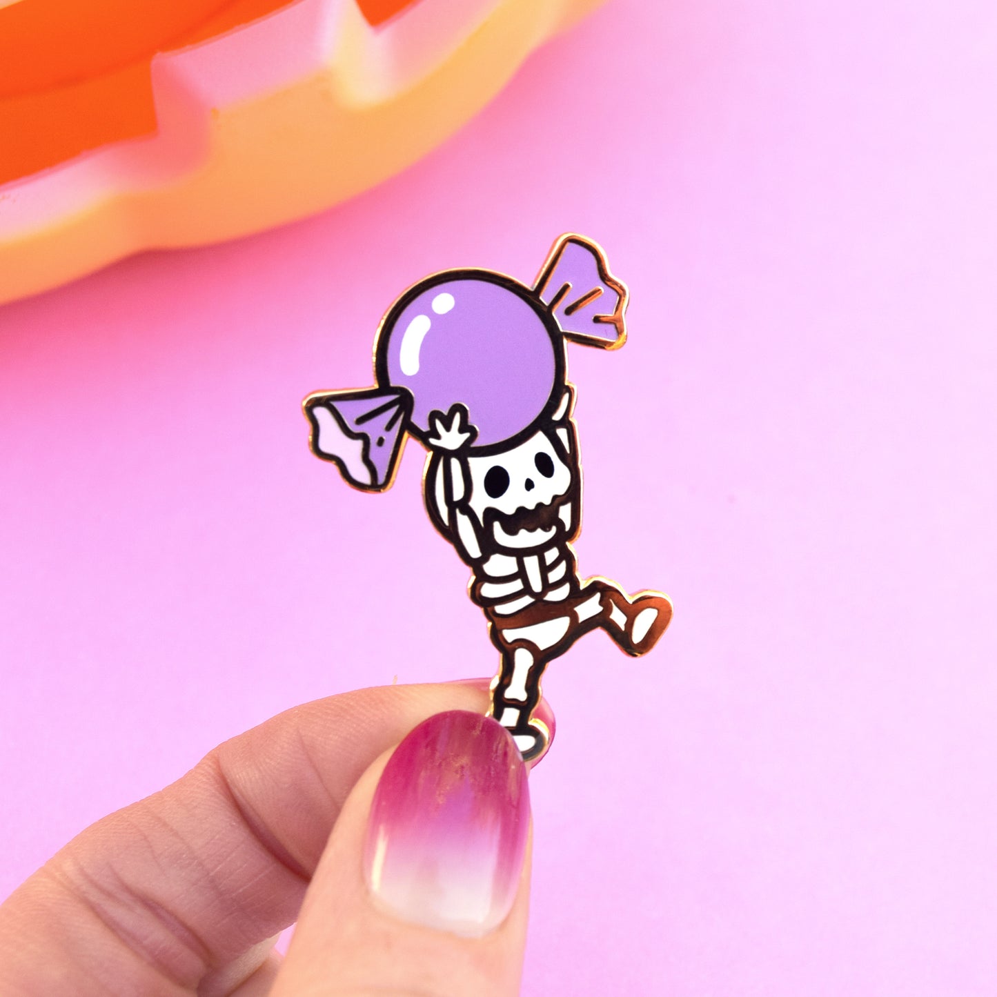 Spooky Scary Skeleton (with candy!) Enamel Pin
