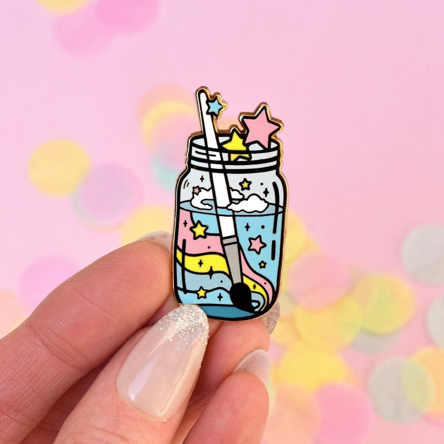 Magical Watercolor Paint Mason Jar Enamel Pin