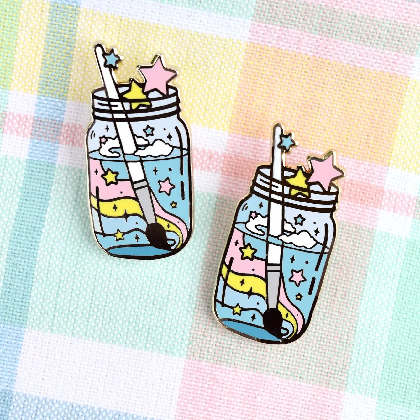 Magical Watercolor Paint Mason Jar Enamel Pin