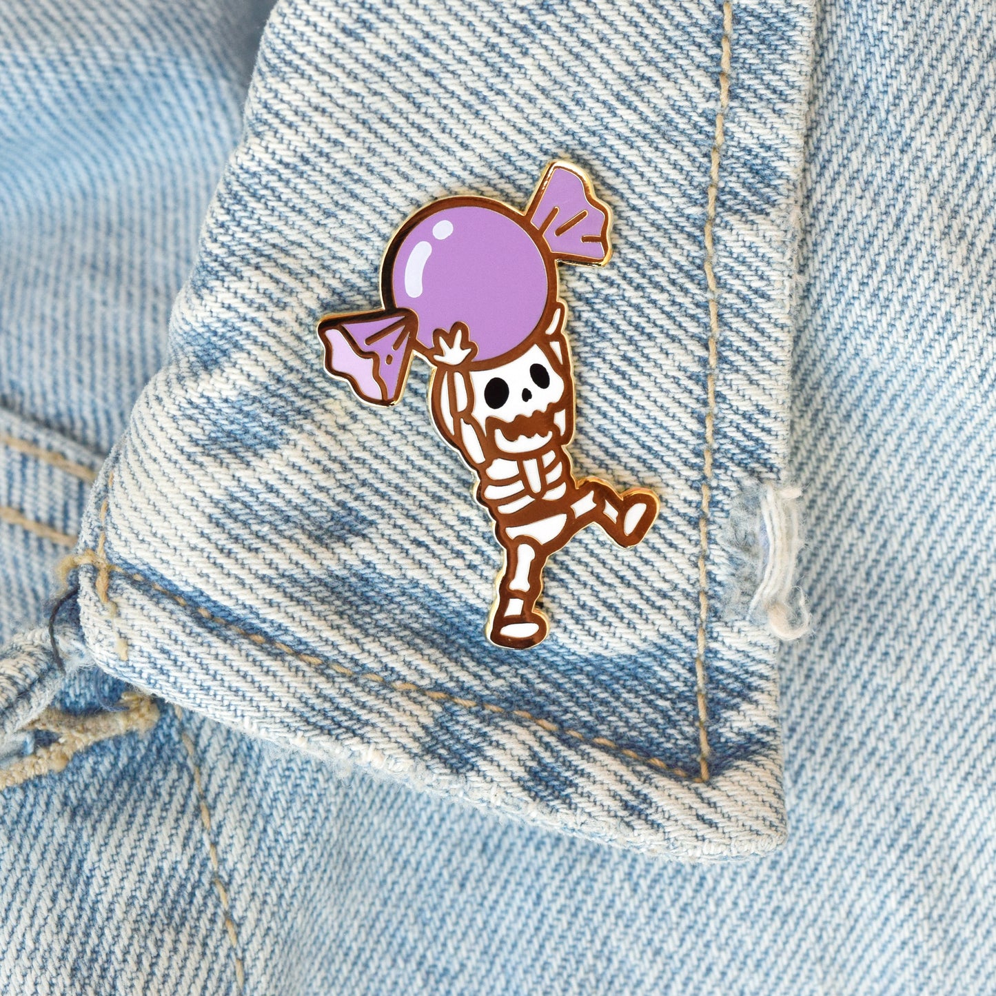 Spooky Scary Skeleton (with candy!) Enamel Pin