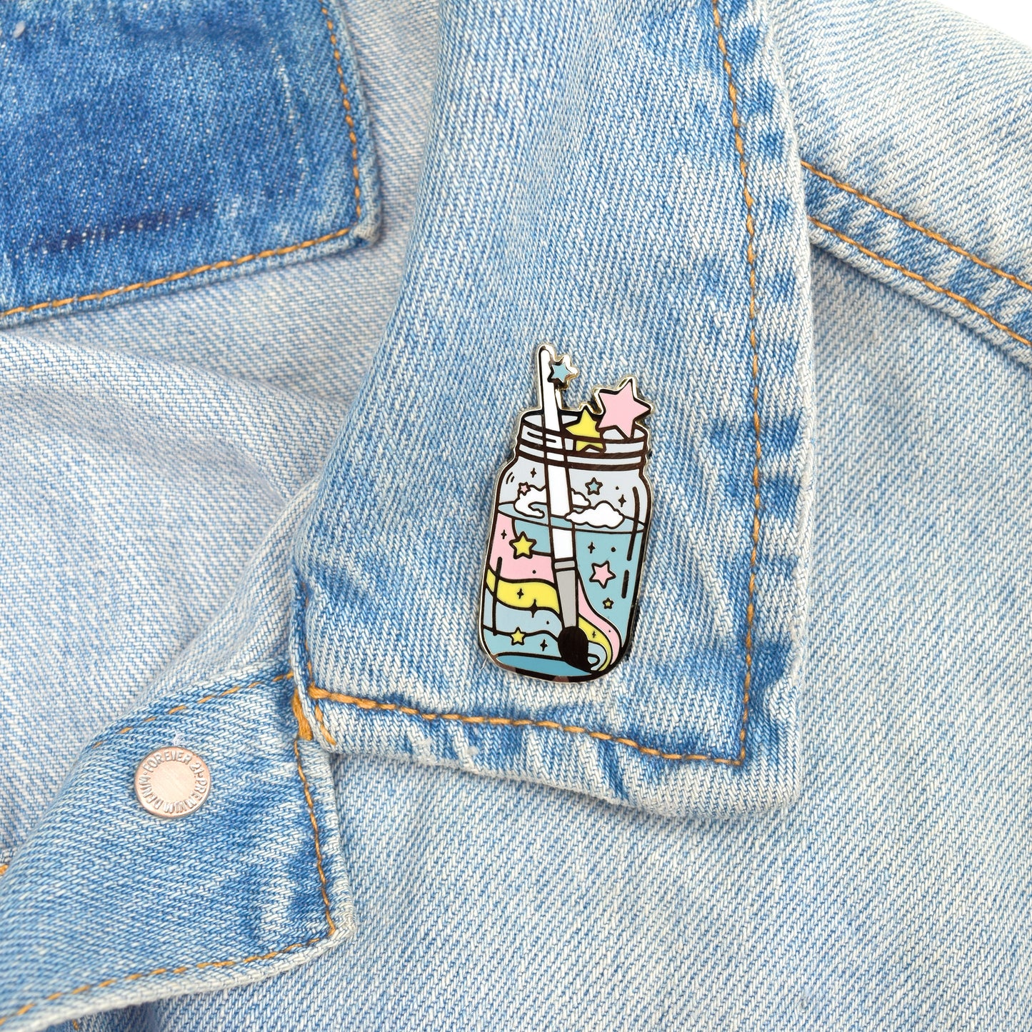 Magical Watercolor Paint Mason Jar Enamel Pin