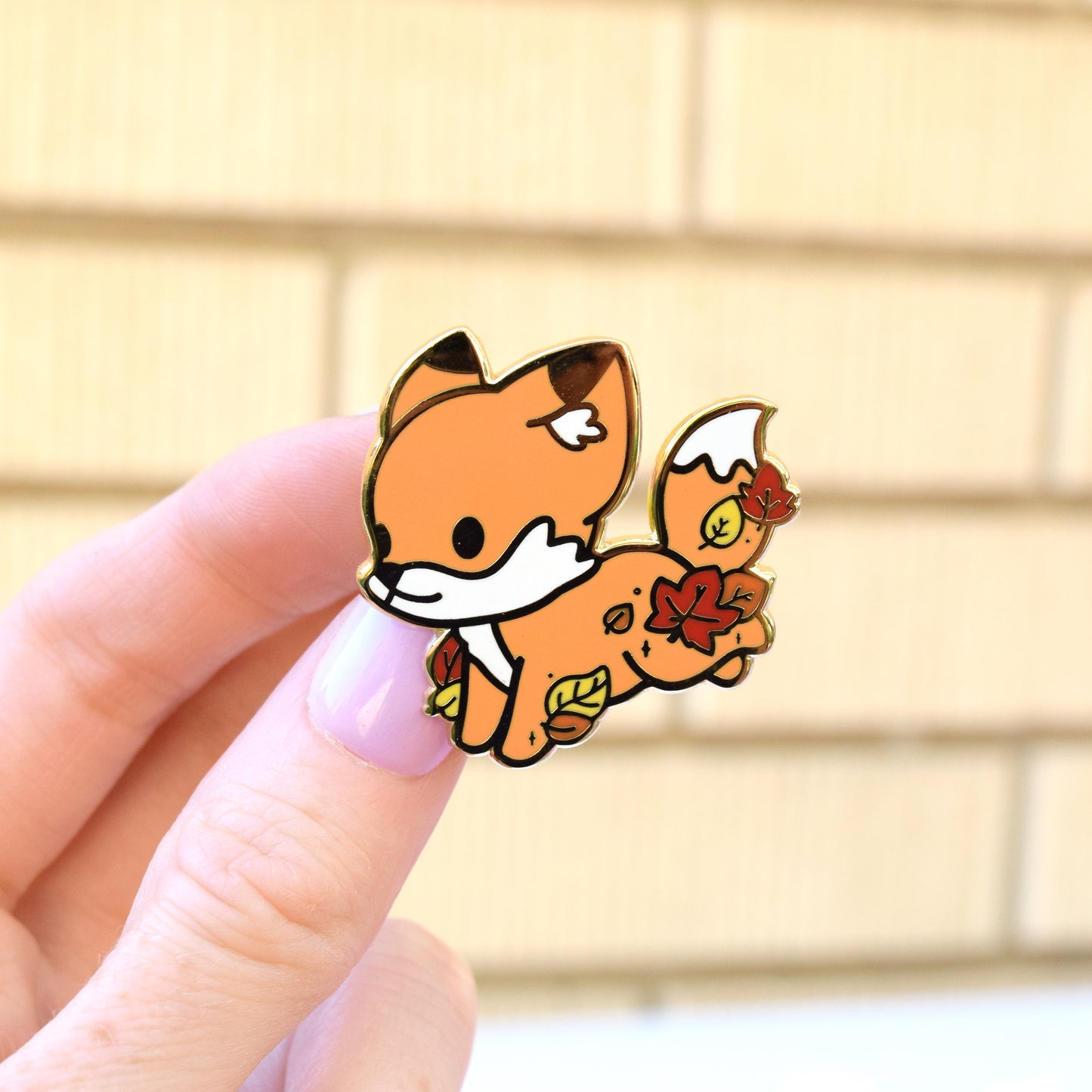 Fall Fox Running in Leaves Enamel Pin