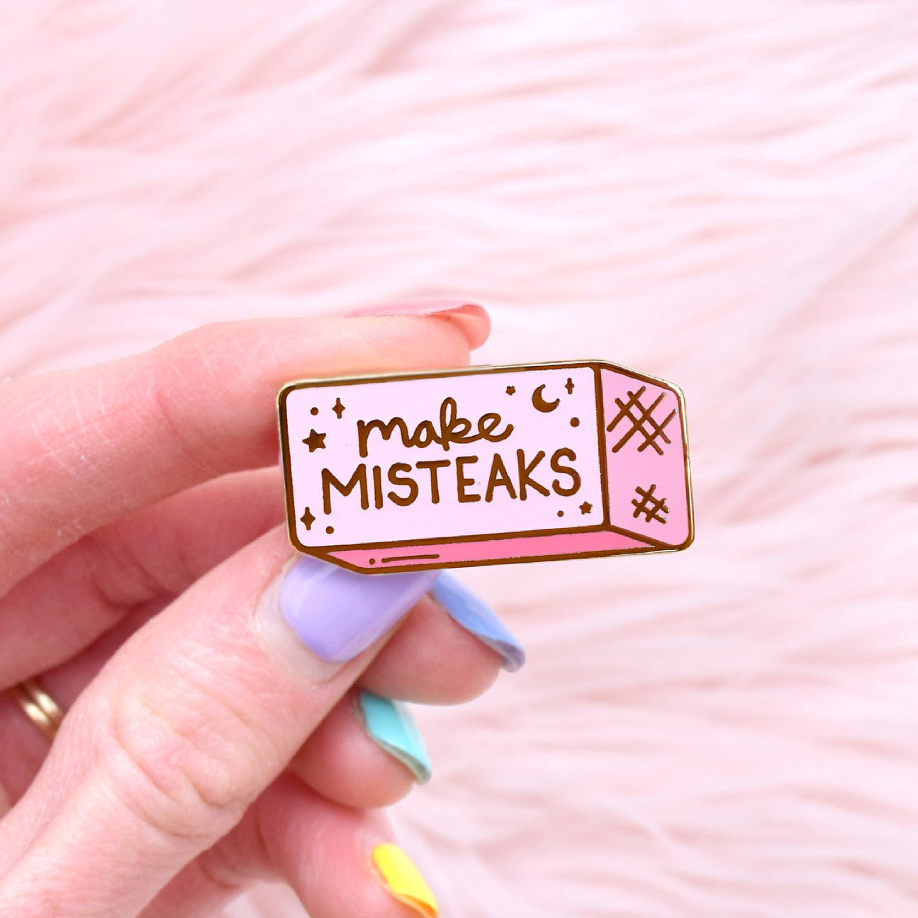 Make Misteaks (Mistakes) Eraser Enamel Pin