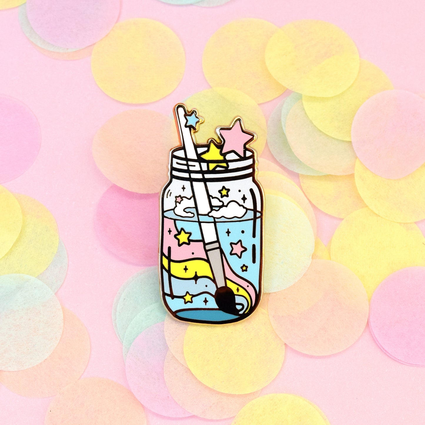 Magical Watercolor Paint Mason Jar Enamel Pin