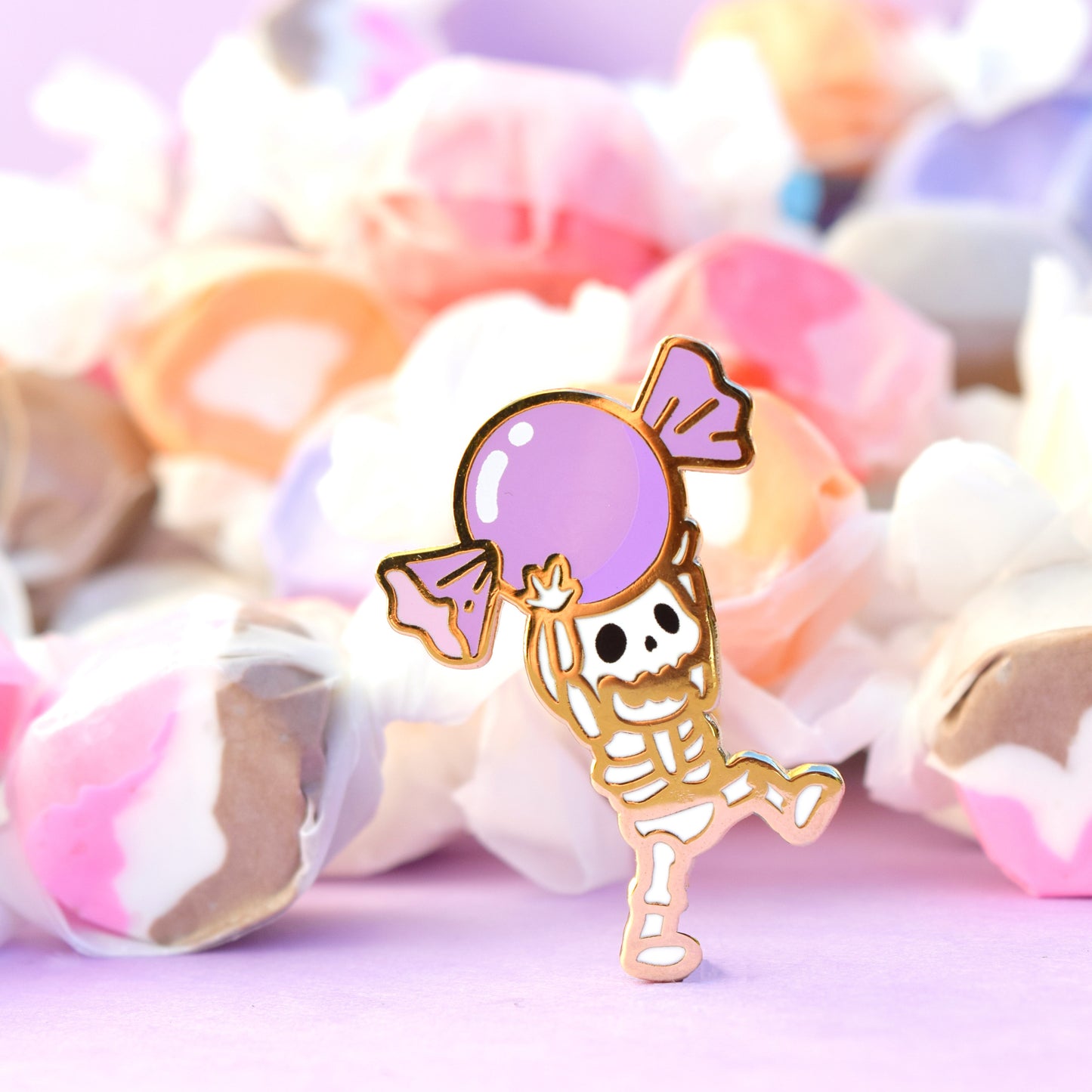 Spooky Scary Skeleton (with candy!) Enamel Pin