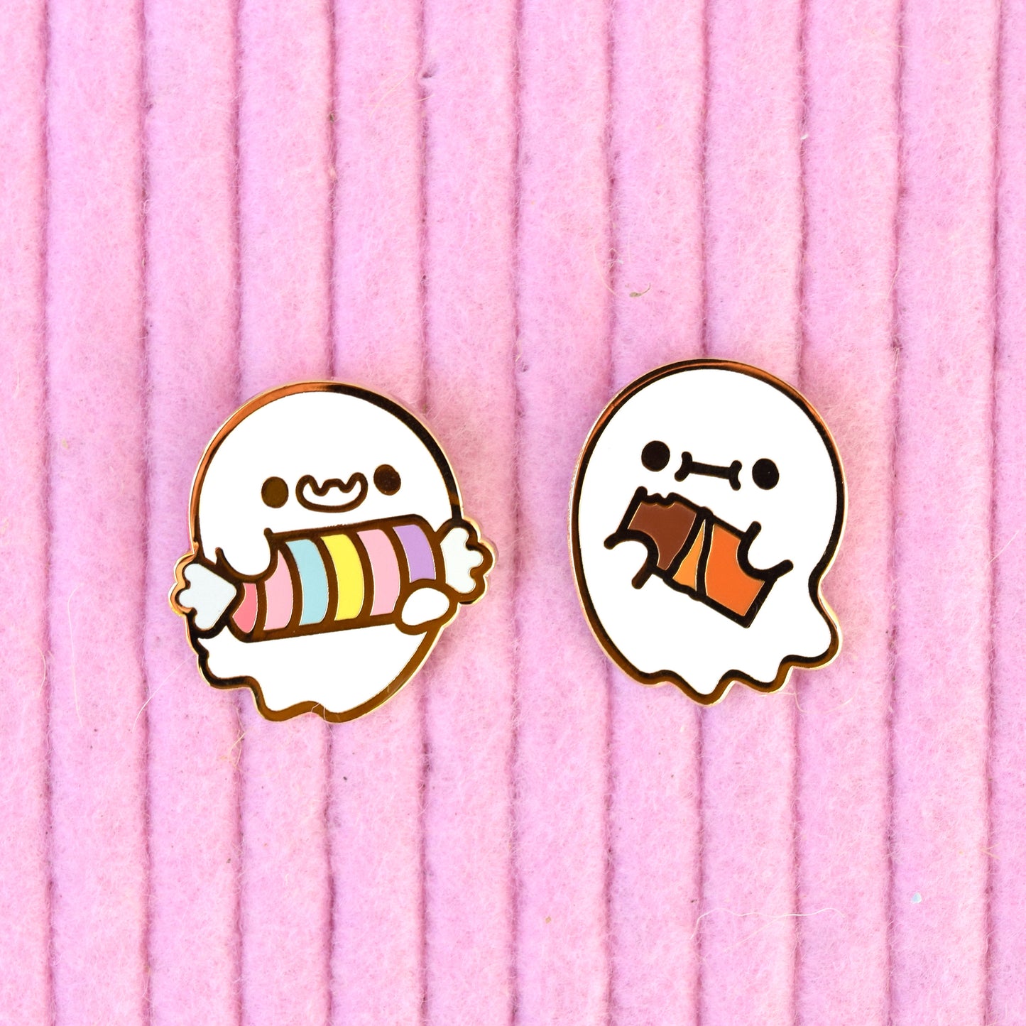 Rainbow Candy Halloween Ghost Enamel Pin