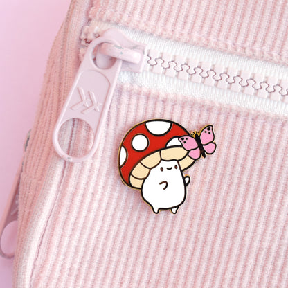 Butterfly Mushroom Buddy Enamel Pin