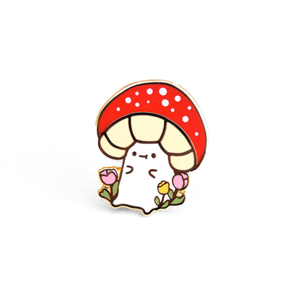 Sitting in the Flowers Mushroom Enamel Pin