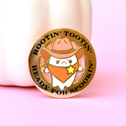 Rootin' Tootin' Ready for Spookin' Ghost Sheriff Badge Enamel Pin