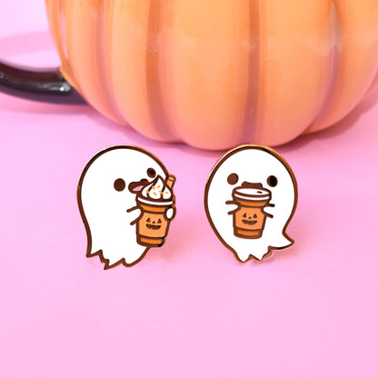 Cold Pumpkin Spice Latte Ghost Enamel Pin