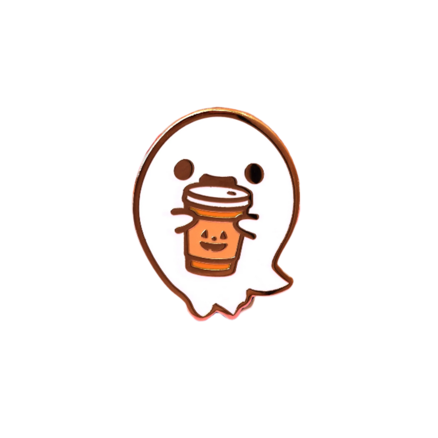 Hot Pumpkin Spice Latte Ghost Enamel Pin