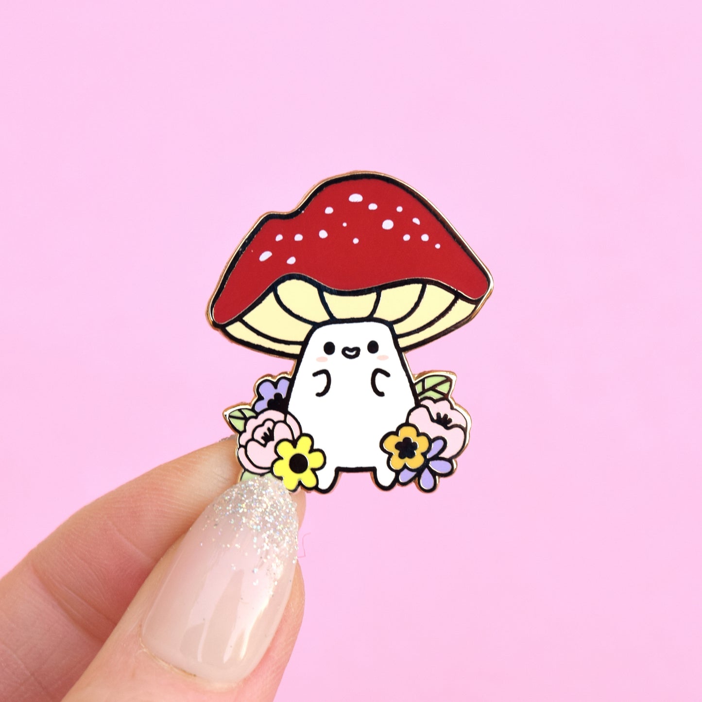 Springtime Floral Mushroom Enamel Pin