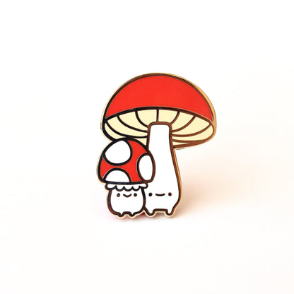 Short and Tall Mushroom Enamel Pin