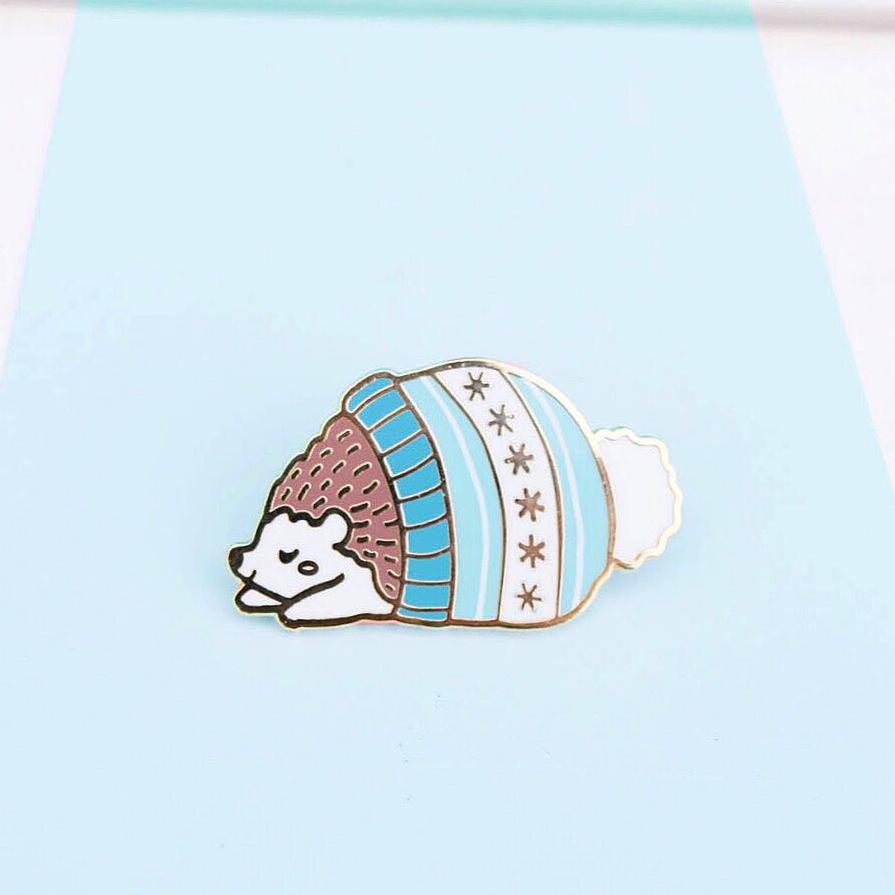 Hedgehat Winter Hedgehog Enamel Pin