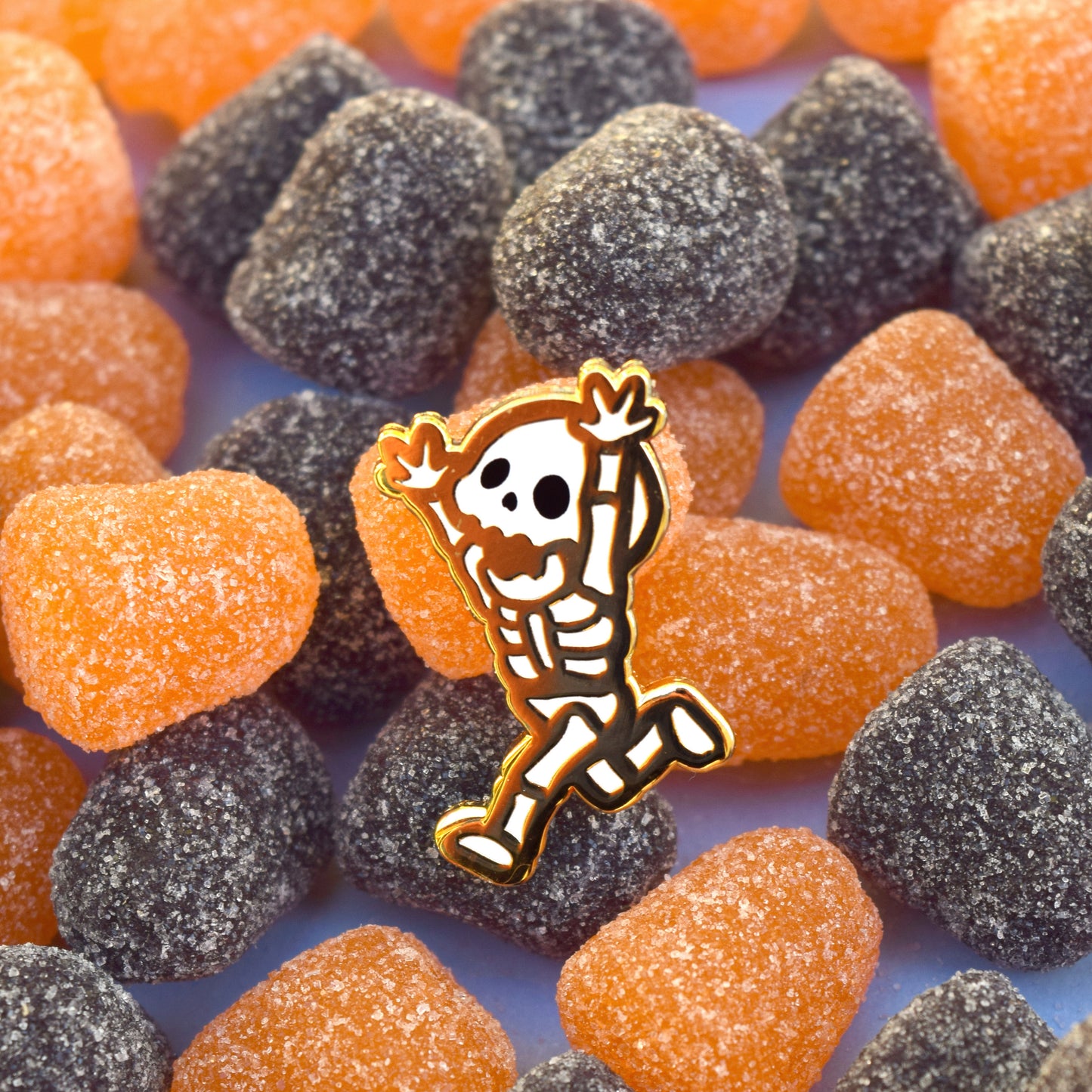 Must Reach Treats! Halloween Skeleton Enamel Pin