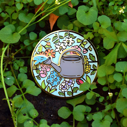 Gardener Flowers and Watering Can Spinning Pin