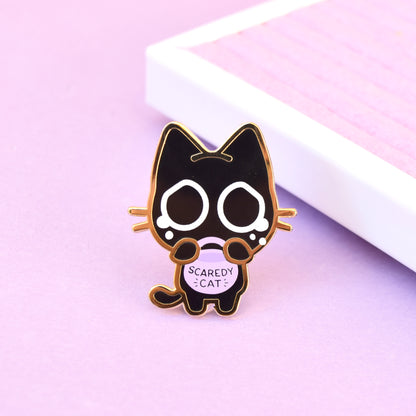 Scaredy Cat Trick or Treat Enamel Pin