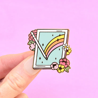 Floral Artist Tablet Enamel Pin