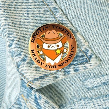 Rootin' Tootin' Ready for Spookin' Ghost Sheriff Badge Enamel Pin