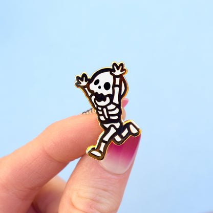 Must Reach Treats! Halloween Skeleton Enamel Pin