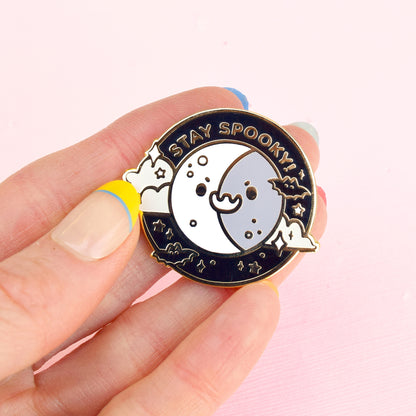 Stay Spooky Halloween Moon Enamel Pin