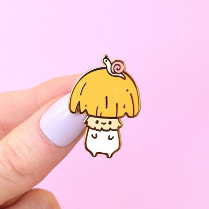 Snail Mushroom Buddy Enamel Pin