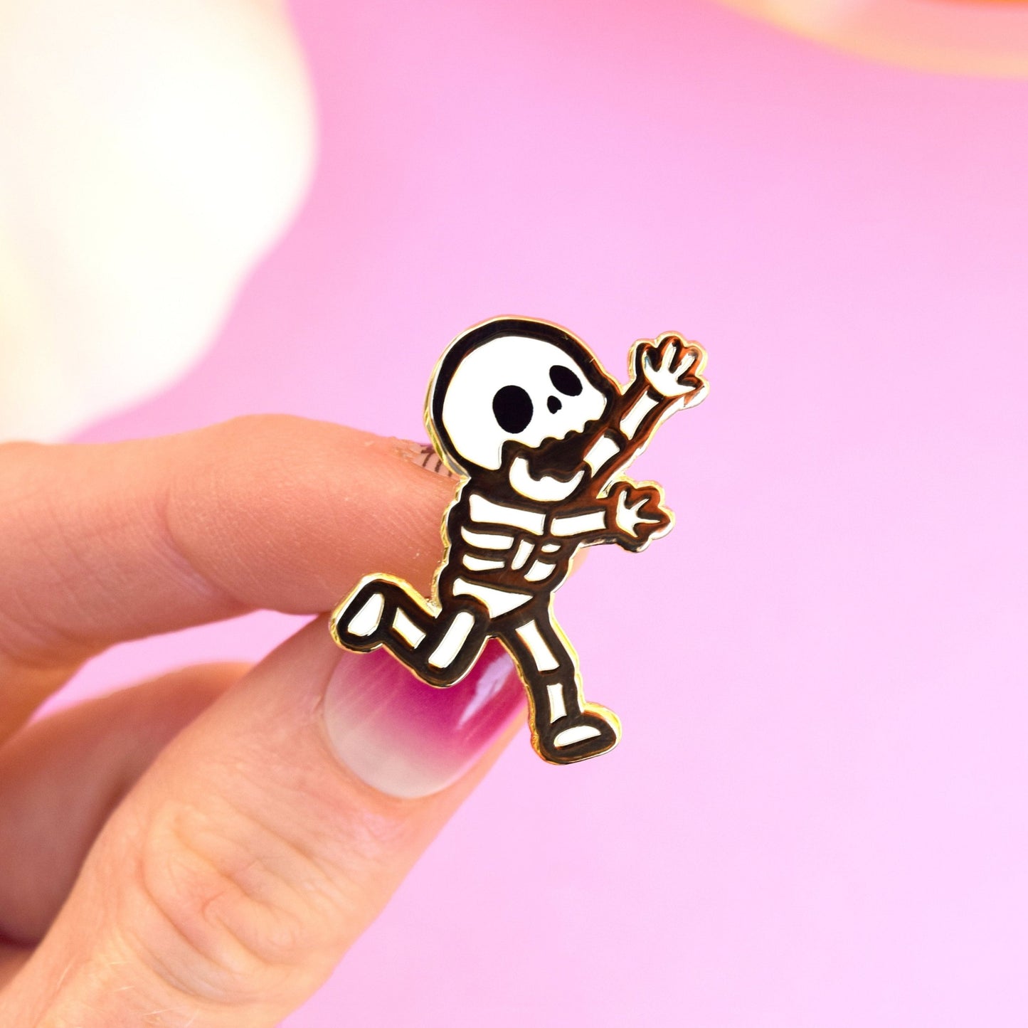 Give Me Candy! Halloween Skeleton Enamel Pin