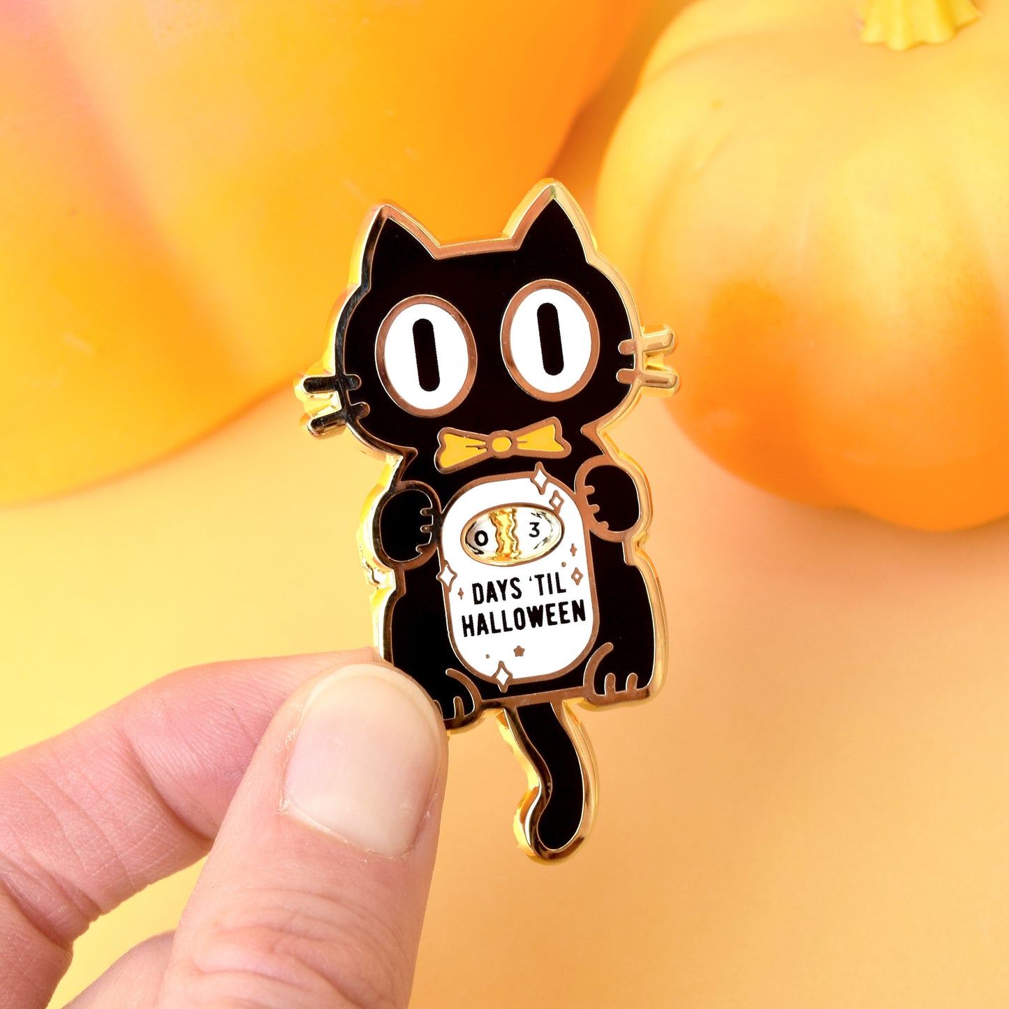 Countdown to Halloween Cat Clock Enamel Pin