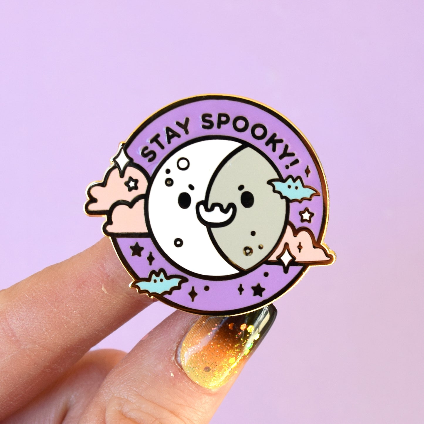 Stay Spooky Halloween Moon Enamel Pin