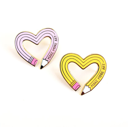 Make More Art Heart Pencil Enamel Pin