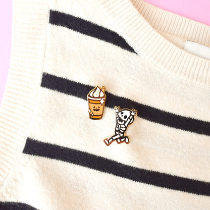 Must Reach Treats! Halloween Skeleton Enamel Pin