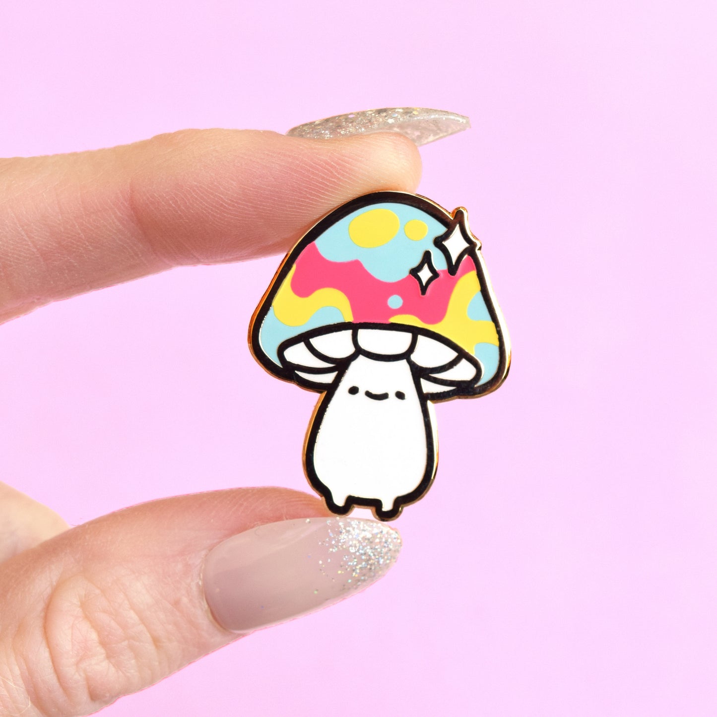 Psychedelic Mushroom Friend Enamel Pin