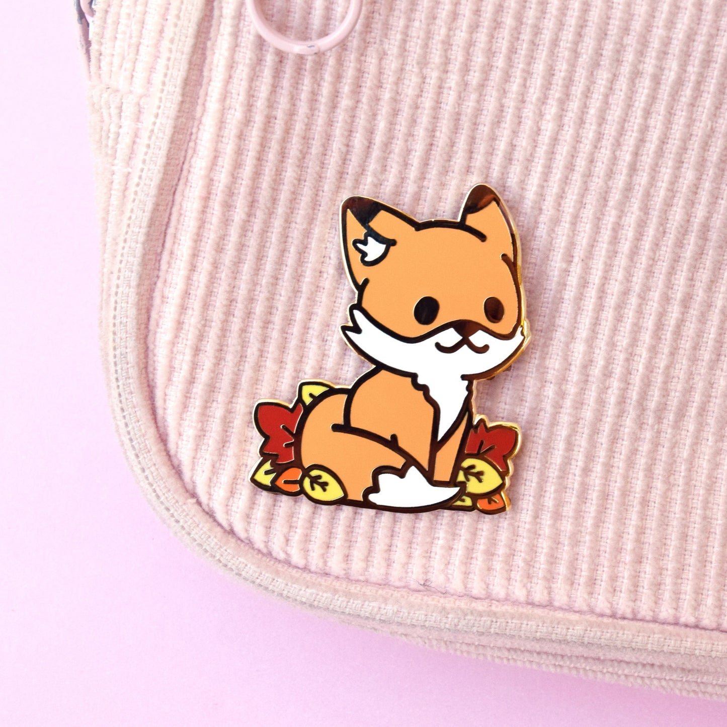 Leaf Pile Fall Fox Enamel Pin