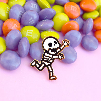 Give Me Candy! Halloween Skeleton Enamel Pin