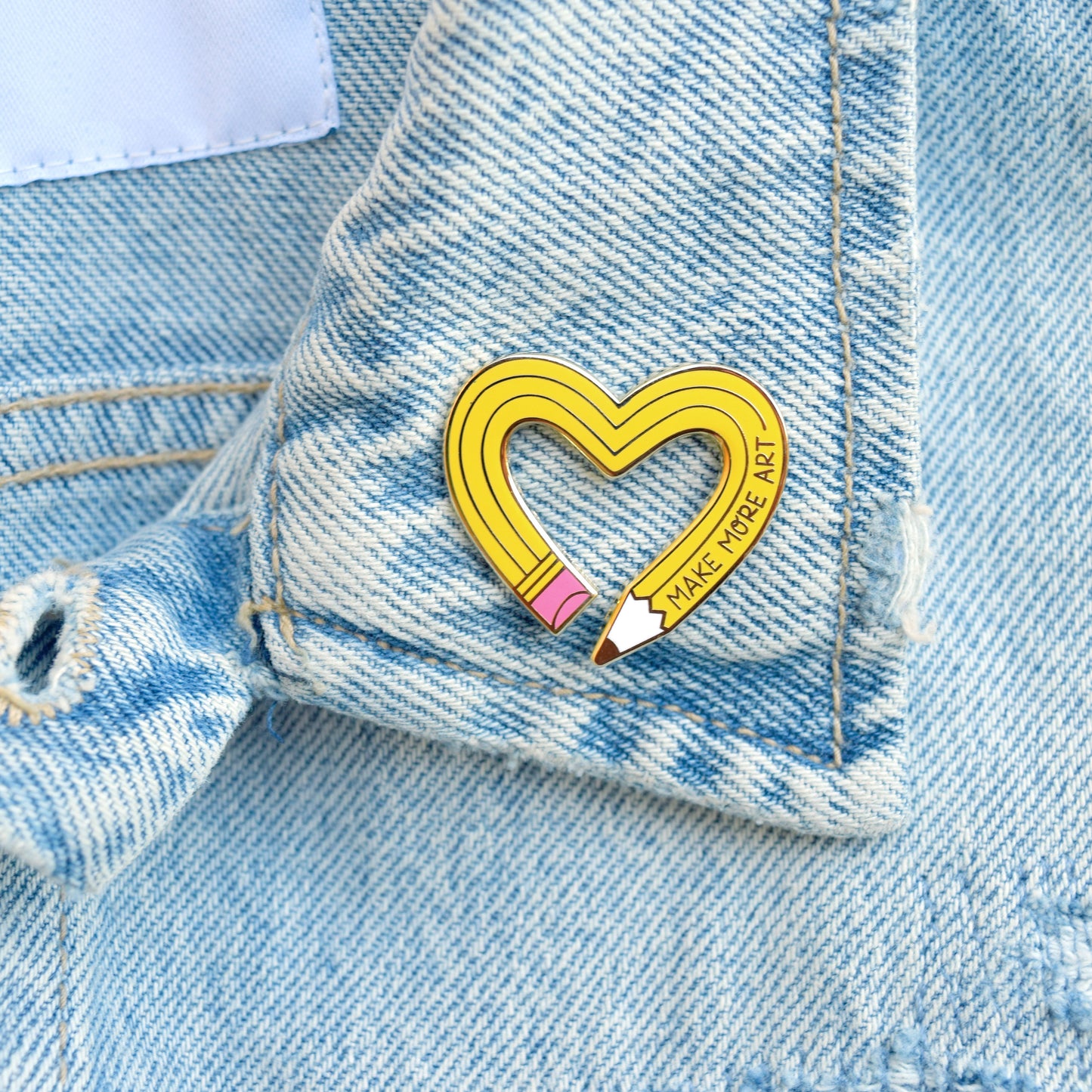 Make More Art Heart Pencil Enamel Pin