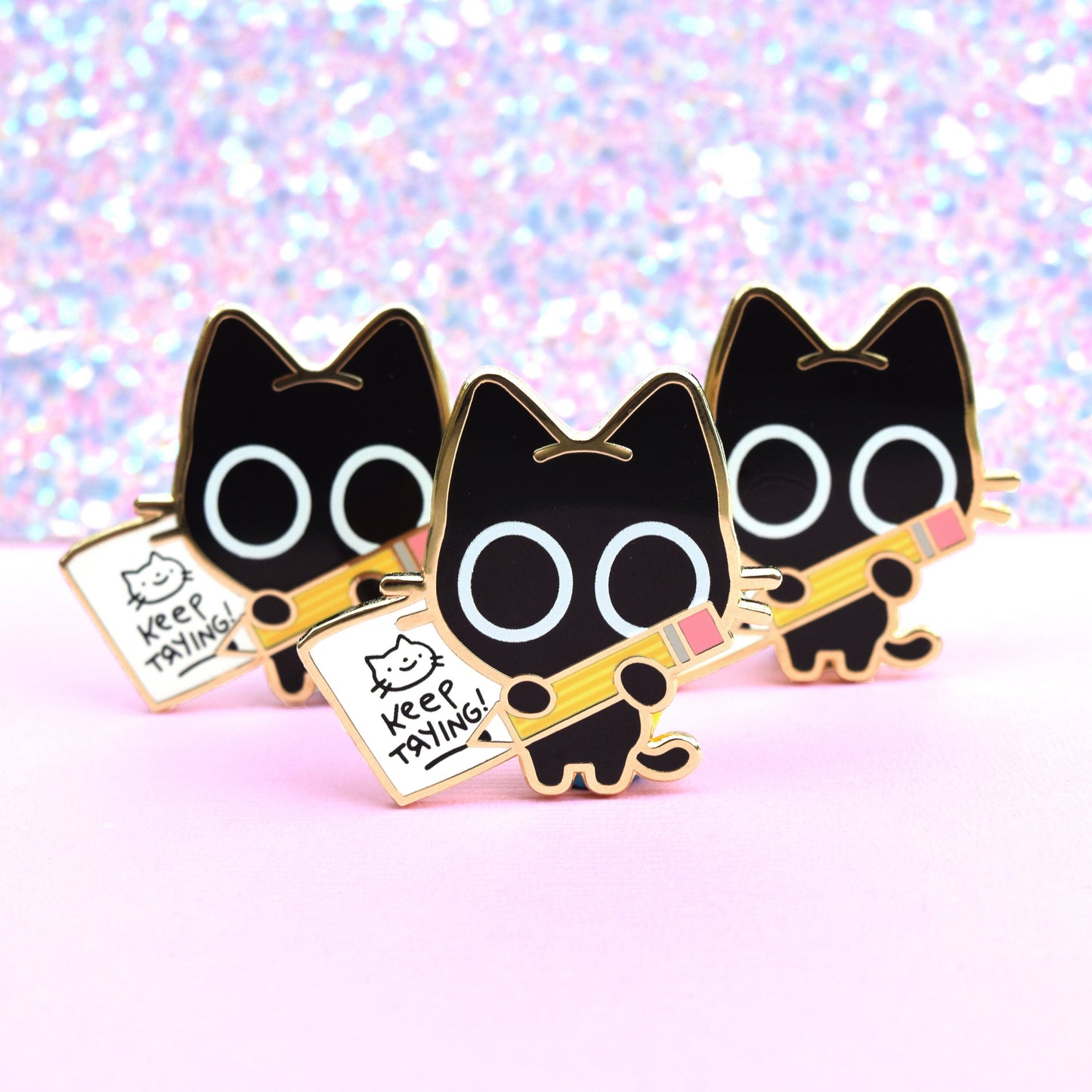 Keep Trying Scaredy Cat Enamel Pin