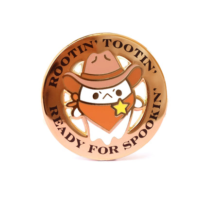 Rootin' Tootin' Ready for Spookin' Ghost Sheriff Badge Enamel Pin