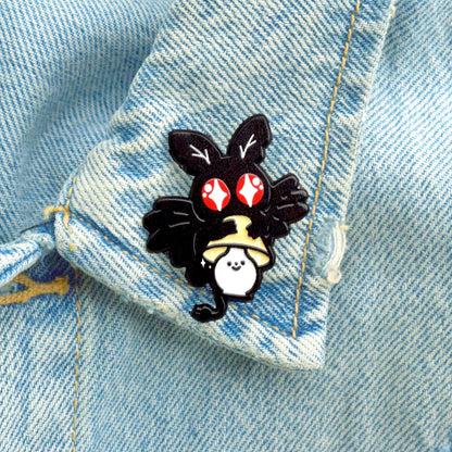 Mothman and Lampy Cryptid Dyed Metal Enamel Pin