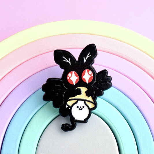 Mothman and Lampy Cryptid Dyed Metal Enamel Pin