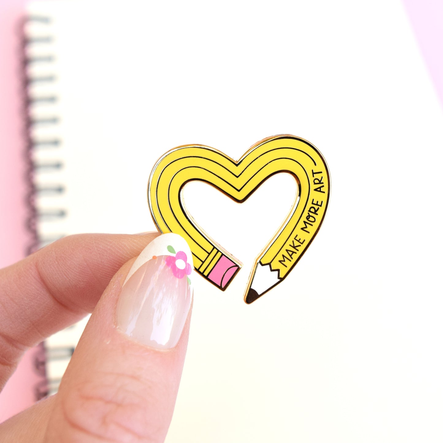 Make More Art Heart Pencil Enamel Pin