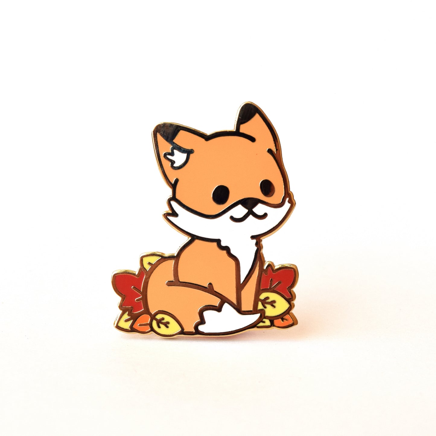 Leaf Pile Fall Fox Enamel Pin