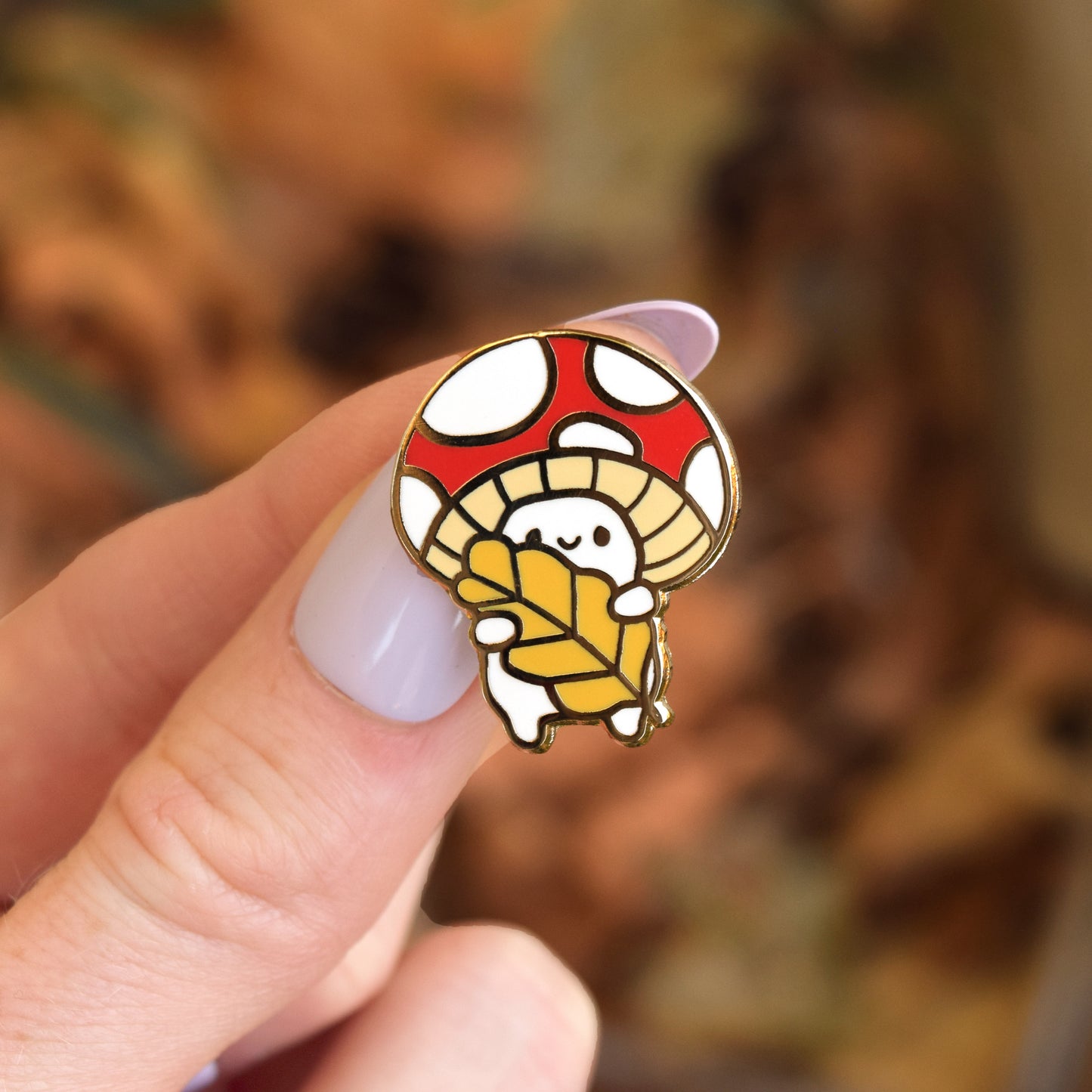 Leaf-Lover Mushroom Enamel Pin