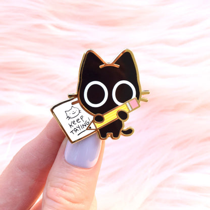 Keep Trying Scaredy Cat Enamel Pin