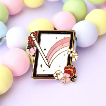 Floral Artist Tablet Enamel Pin