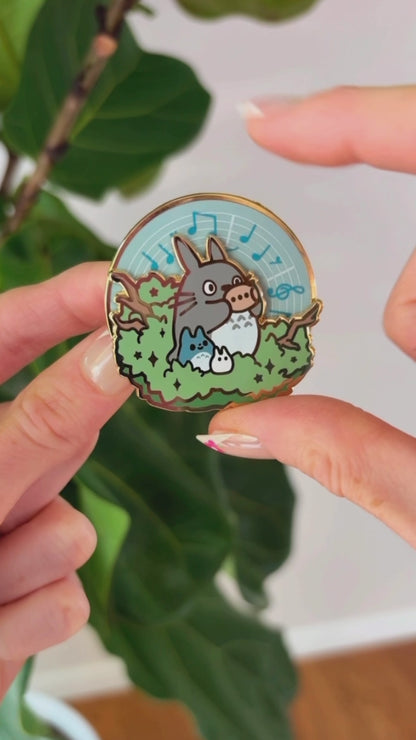 Totoro Flute Music Spinning Enamel Pin