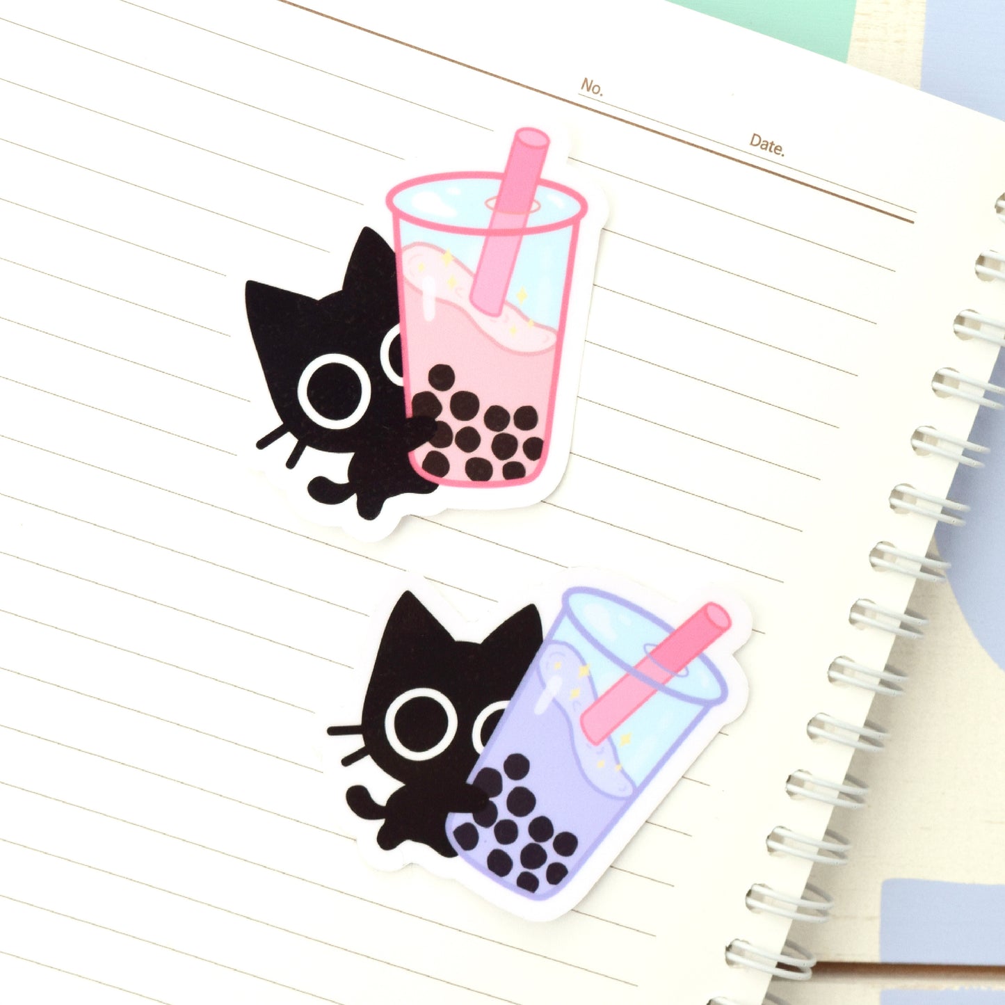 Scaredy Cat Boba - Cat Holding Bubble Tea Sticker