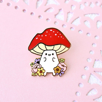 Springtime Floral Mushroom Enamel Pin