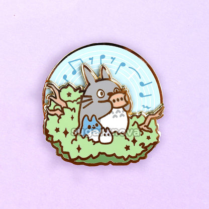 Totoro Flute Music Spinning Enamel Pin