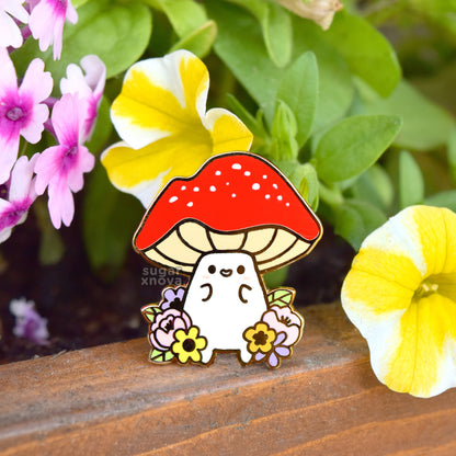 Springtime Floral Mushroom Enamel Pin